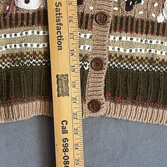 Samantha Taylor Cardigan Sweater Sz L Cottagecore Snowman Winter Holiday VTG - Picture 8 of 9